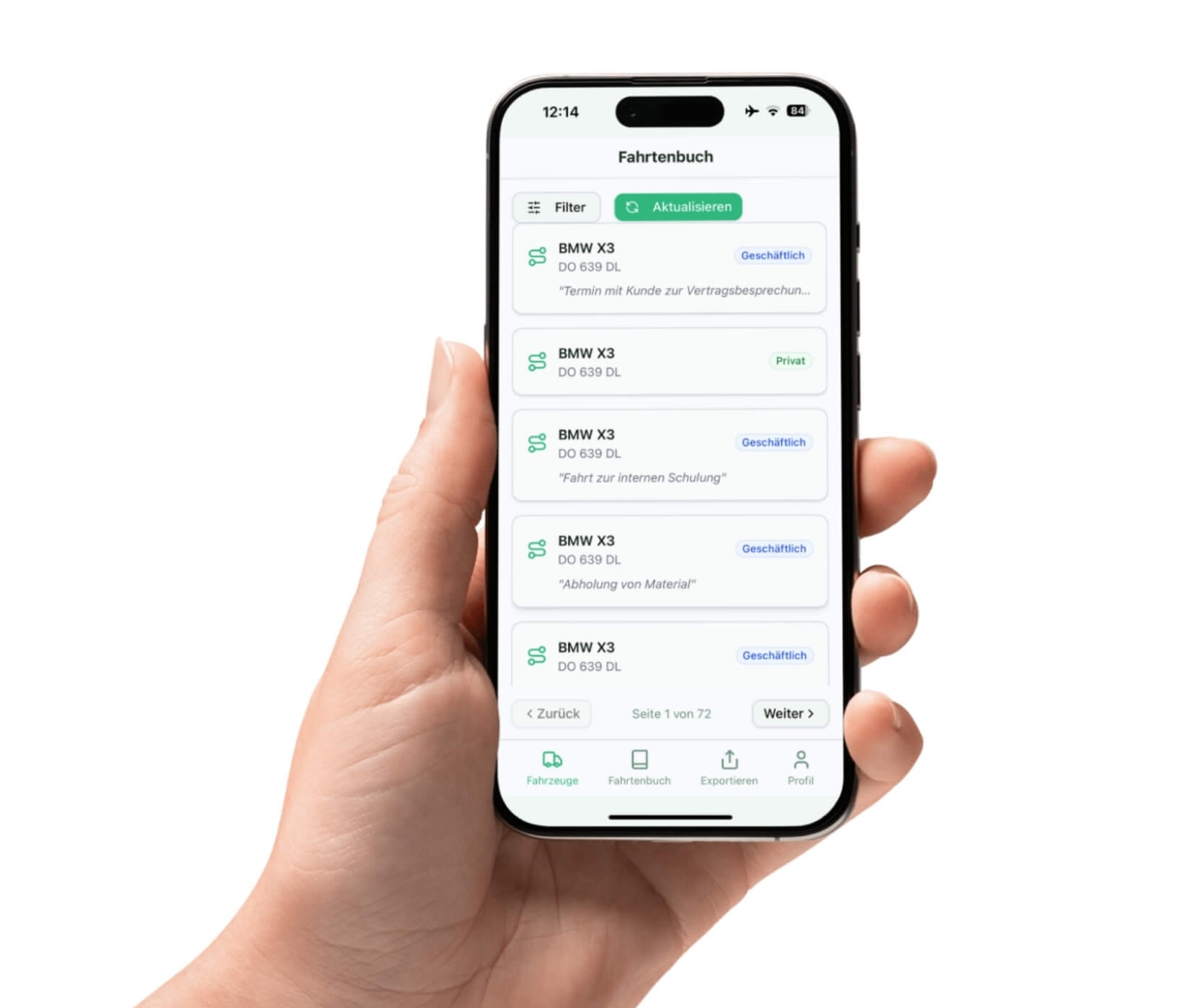 Mobile Kartenansicht in der Ortungplus App